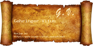 Gehringer Vitus névjegykártya